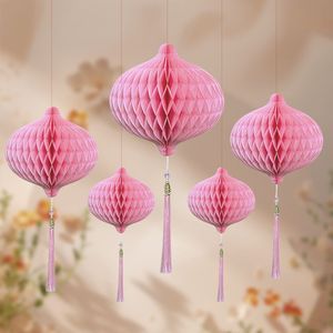 Lot de rosettes murales 3D en papier nid d'abeille pliables en forme de flocon de neige pour décorations de fête d'anniversaire - Product Image 3