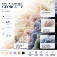 Kain Georgette Sutra Mulberry 100% Grosir 8-14 Momme per Yard Lebar 114/140cm Bersertifikat OEKO TEX untuk Gaun Pengantin per Yard