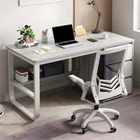 Petit bureau d'ordinateur avec tiroirs à 3 niveaux Table d'écriture moderne Étagères de rangement