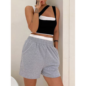 Shorts de Verano para Mujer, Ecológicos, Transpirables, de Poliéster/Algodón, con Cintura Elástica y Logotipo Personalizado para Venta al Por Mayor - Product Image 1