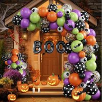 Kit d'arche de guirlande de ballons d'Halloween en latex, décorations de fête, noir, orange, violet, vert, confettis, araignée, citrouille, feuille d'aluminium, intérieur, extérieur, chauves-souris