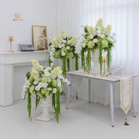Arrangements floraux artificiels pour table de mariage, décoration en soie, hydrangeas blancs et verts, centre de table de mariage, boule de fleurs à vendre