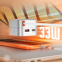 Chargeur mural universel pliable LDNIO Q9 33W PD à charge rapide double port USB-C USB-A avec câble Type-C rétractable