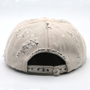 Cappelli da papà personalizzati a 5 pannelli con visiera piatta, effetto distressed e lavato, lavorazione manuale, alla moda e vintage, non strutturati e regolabili - Product Image 5