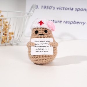 Tay dệt kim Crochet khoai tây búp bê độc đáo tích cực trang trí nội thất quà tặng với mũ đa dạng & thông điệp nâng cao may & dệt đồ chơi - Product Image 2