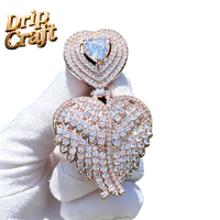 Collar con Colgante en Forma de Corazón Estilo Hip Hop, Unisex, Chapado en Oro Real, Joyería Moderna Personalizada