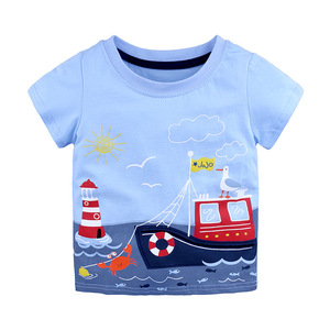 Summer Kids Tales Factory Wholesale Boys' Short Sleeve T-Shirt Casual O-Neck Collar Children's Top Base Shirt - Product Image 1