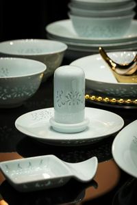 Service de table en porcelaine de céladon chinois 58 pièces - <span class=keywords><strong>Vaisselle</strong></span> élégante à glaçure verte avec motifs ajourés pour la salle à manger et la collection - Product Image 3