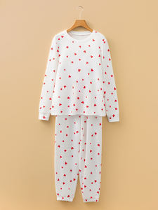 Conjunto <span class=keywords><strong>de</strong></span> Pijama para Mujer Dear-Lover al por Mayor, Top <span class=keywords><strong>de</strong></span> Manga Larga con Estampado <span class=keywords><strong>de</strong></span> Corazones Rojos Pequeños y Pantalones <span class=keywords><strong>de</strong></span> Estar por Casa con Cordón, para el Día <span class=keywords><strong>de</strong></span> San Valentín - Product Image 3