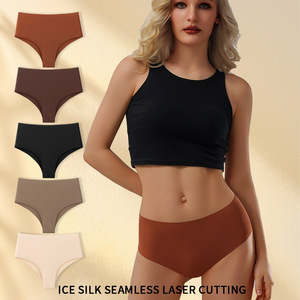 Sous-vêtements pour femmes à taille basse, sous-vêtements de sport de <span class=keywords><strong>yoga</strong></span> à séchage rapide, culottes en soie glacée, triangle lisse, sous-vêtements sexy - Product Image 3