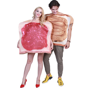 Earspooky Halloween Couple Costume Jam And Peanut Butter Food Set Tenue de fête unisexe pour adultes - Product Image 2