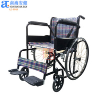 Fauteuil roulant fixe AJ-802A certifié CE, capacité 100 kg, revêtement Oxford/cuir, finition or flash, pour la réadaptation des personnes âgées