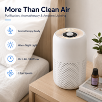 Paquete de 2 Purificadores de Aire de Carbón Activado Ecológicos YARIKI, Aromaterapia, Luz Nocturna, Bajo Ruido de 24dB, Alimentación USB, Control Táctil, Temporizador