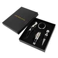 Ensemble cadeau d'accessoires pour bouteille de vin avec logo et emballage personnalisés, ouvre-bouteille, bouchon, tire-bouchon et ensemble de bouchons à vin