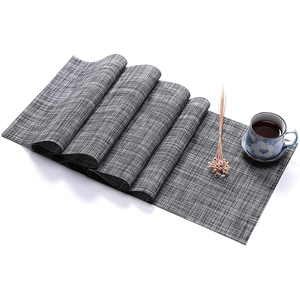 Set di Tovagliette e <span class=keywords><strong>Runner</strong></span> da Tavola Rettangolari in PVC e Iuta, Isolanti Termici, Neri, Vendita all'Ingrosso - Product Image 5