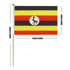 2026 Usine Offre Spéciale Ouganda Poteau en bois Drapeau ondulé à la main pour les <span class=keywords><strong>vacances</strong></span> générales - Product Image 3