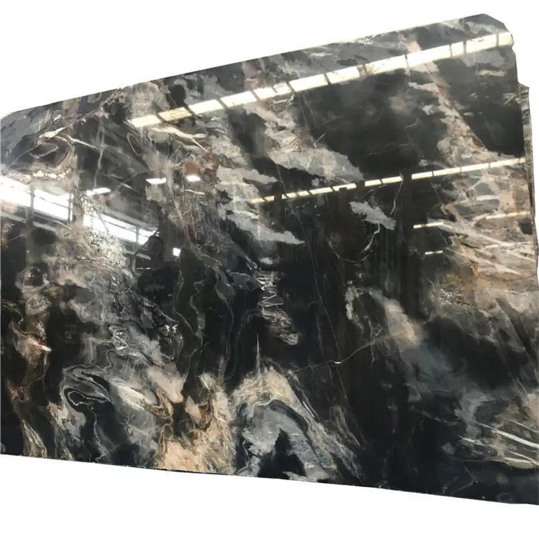 Đá Huyền Bí Tĩnh Mạch Máy Bay Phản Lực Đá Cẩm Thạch Châu Âu Marmer Slab Sang Trọng Kỳ Lạ Phantom Black Marble
