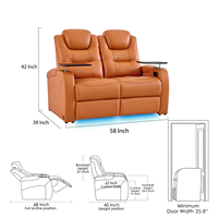 Canapé électrique moderne deux places en cuir véritable avec fauteuil inclinable électrique, rembourrage en mousse à mémoire de forme, structure en bois extensible