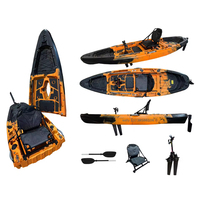 Kayak modulaire en HDPE de 3,3 mètres avec hélice détachable et pédales, bateau de pêche pour une personne - Vente chaude