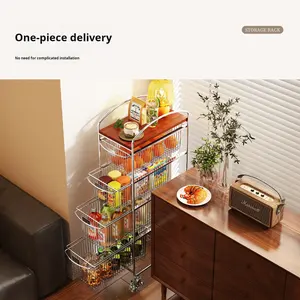 Carrito Metálico Móvil de Cuatro Niveles con Ruedas para Sala de Estar, Carrito de Aperitivos, Estante de Almacenamiento de Alimentos - Product Image 2