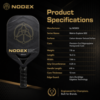 Raquette de pickleball NODEX USAPA légère en carbone avec revêtement anti-friction sans bordure personnalisée