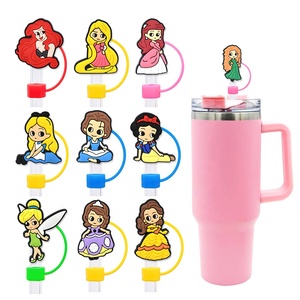 Venta al por mayor de adornos de 10 mm para puntas de pajitas, con diseño de la princesa Happy Lisa de dibujos animados, accesorio DIY para vasos - Product Image 1