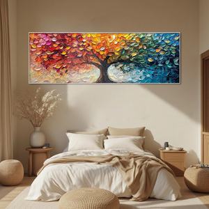 Peinture sur toile surdimensionnée Impasto, Arbre des Quatre Saisons, Arbre de Vie texturé et coloré, Art mural 3D, Décoration de salon - Product Image 4