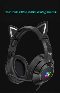 Nueva llegada K9 Black Demon versión Cat Ear Gaming auriculares <span class=keywords><strong>con</strong></span> micrófono RGB luminoso <span class=keywords><strong>con</strong></span> cable <span class=keywords><strong>Gamer</strong></span> auriculares para teléfono ordenador - Product Image 2