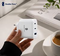 Adaptor Charger Dinding Cepat Multi Port 65W GaN 2USB C dan 1USB A, Colokan EU US UK, Pengisian Cepat PD untuk Laptop, Smartphone, Tablet