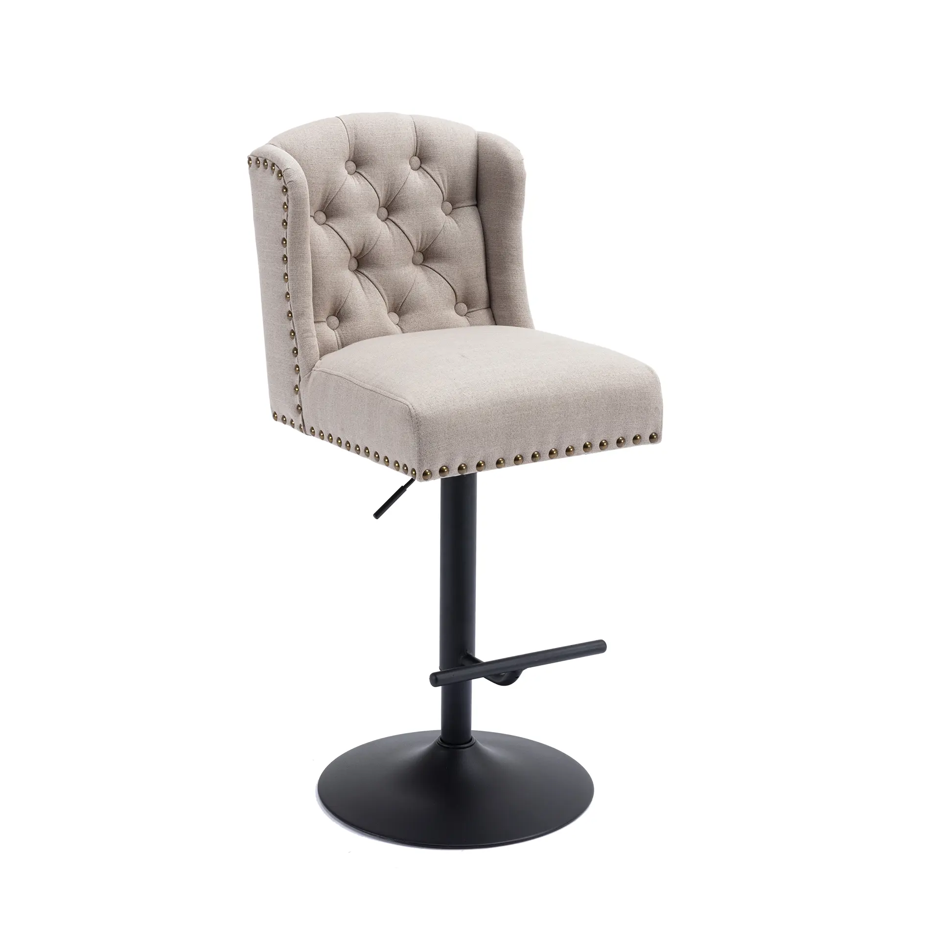 TOSEE Mobiliário Comercial Design De Luxo Tecido De Linho De Metal LegsTufted Altura Ajustável Bar Fezes Cadeiras