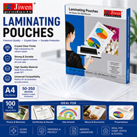 Pochettes de plastification thermique brillantes JIWEN, feuilles de plastification PET transparentes A4/A3 durables, film protecteur EVA souple à super adhérence, haute qualité
