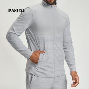 Veste de sport pour homme PASUXI, blocs de couleur, coupe ajustée, manches longues, tenue de yoga, entraînement, survêtement respirant, vêtements de sport de plein air, fitness - Product Image 1