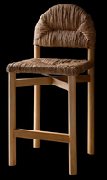 Chaise en rotin tissé rétro de haute qualité JP, chaise de bar en bois et rotin simple pour restaurant
