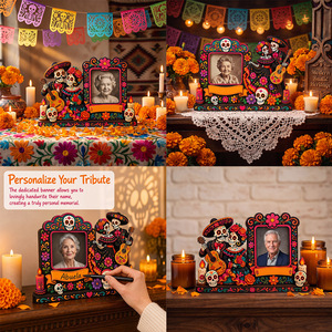 Cornici in Legno per <span class=keywords><strong>Foto</strong></span> Commemorative del Giorno dei Morti, Decorazioni per Fiori, Teschi e Album Fotografici Familiari - Product Image 2