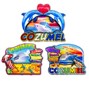 Ímã de madeira para geladeira com logotipo personalizado México, lembrança de praia de Cancun, México - Product Image 2
