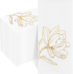 <span class=keywords><strong>Serviettes</strong></span> en <span class=keywords><strong>papier</strong></span> jetables personnalisées avec logo floral magnolia doré pour mariage - Product Image 1