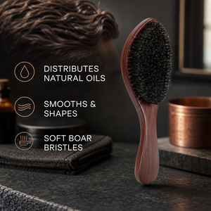 Brosse à cheveux en bois de Schima avec logo personnalisé, brosse à barbe incurvée à long manche pour hommes, brosse de coiffure pour barbier, 360 Wave - Product Image 5