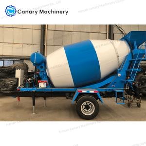 Мобильная Бетономешалка с дизельным приводом, 2 кубических ярдов, с компонентами сердечника, Коробка передач двигателя на прицепе - Product Image 1