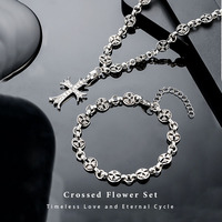 Bracelet chaîne gourmette vintage en acier inoxydable avec croix chrétienne en zircon, bijou gothique en alliage de zinc, cadeau