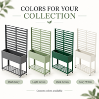Jardinière surélevée avec treillis, bac à plantes métallique roulant avec étagère, couleurs personnalisées, OEM ODM pour marques de jardinage en marque blanche