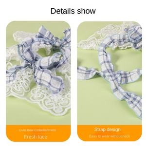 Écharpe et collier pour animaux de compagnie en dentelle de polyester, réglable, élastique, motif à carreaux de dessin animé, toutes saisons, accessoires multi-fêtes - Product Image 3