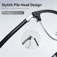 10326 Montures de lunettes en alliage de haute qualité, style rétro, légères, de luxe, plaquées IP sous vide, monture carrée pleine bordure, design sourcil