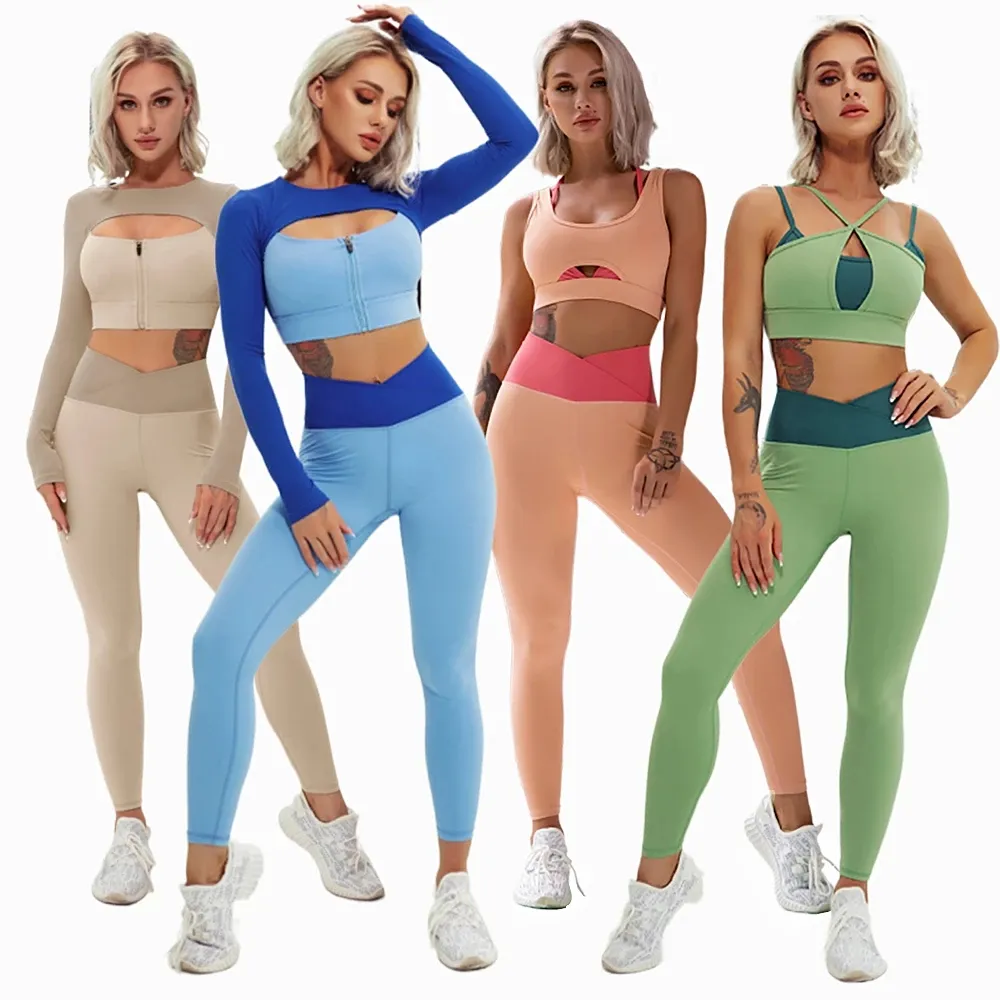 Two Piece Yoga Set 2021 Workout Clothes for Women Sportswear Gym Shorts Leggings Suit for Fitness Sport Outfit Active Wear Green