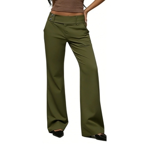 <span class=keywords><strong>Pantaloni</strong></span> da <span class=keywords><strong>Donna</strong></span> a Vita Alta con Doppio Bottone e Gamba Larga, <span class=keywords><strong>Pantaloni</strong></span> Eleganti da Completo, Moda Femminile - Product Image 1
