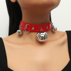 Harajuku-Collier en cuir PU exagéré et sexy, collier ras du cou en forme de cloche pour fille punk, collier ras du cou en cuir sexuel - Product Image 5