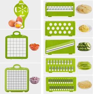 Accessoires et gadgets pour la maison et la cuisine, coupe-légumes multifonctionnel, hachoir à oignon manuel, hachoir à légumes avec récipient - Product Image 2