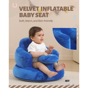 Siège gonflable pour bébé en PVC avec housse en tissu doux 52*50*38 CM avec support dorsal pour le jeu, la position assise et l'alimentation du bébé - Product Image 3