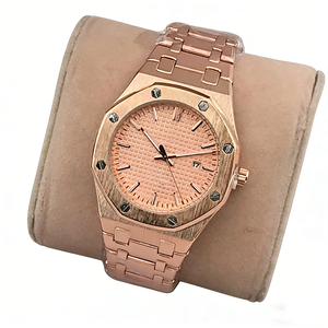 Montre-bracelet pour homme HQ Mixed Proc Discount en acier inoxydable, style business décontracté, cadran argenté avec affichage à quartz et calendrier - Product Image 3