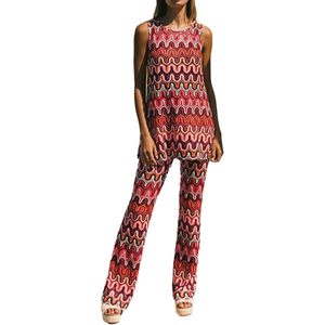 Ensemble 2 pièces personnalisé pour femme 2026 – Haut sans manches et pantalon imprimé vagues, taille mi-haute, en maille respirante polyester modal, idéal pour les soirées - Product Image 3
