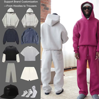 Ensemble survêtement personnalisé par le fabricant, 100% coton, 500 g/m², coupe ample et ample, sweat-shirt et pantalon de survêtement lourds